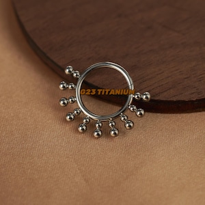 Titanium Septum Ring - Silver Septum Jewelry - Daith Earring - Regular Septum Cicker - Cartilage Hoop - Nose Ring - 1.2 Gauge*8/10MM
