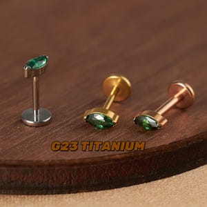 G23 Titanium - 16G 18G 20G Emerald Tiny Nose Studs - Threadless Push Pin - Conch Stud - Helix  Piercing - Nap Earrings - Gold Tragus