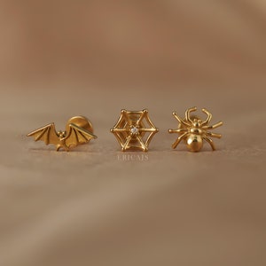 Gothic Piercing Jewelry, helix earring, tragus earring, titanium earrings, push pin earrings, flat back studs, conch studs, tragus jewelry