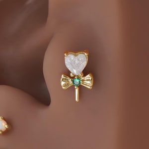 Lollipop Cartilage Earrings - Helix Studs - Small Tragus Earring - Gold Conch Earring - 16G Labret Studs - Flat Back Studs - Piercing 18G