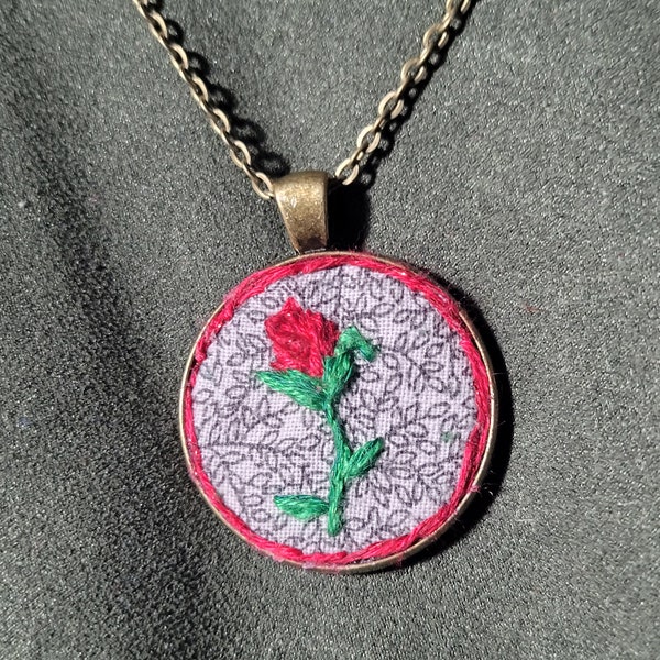 Romantic Rosebud Necklace| Hand-Embroidered | Unique Gift for Your Valentine