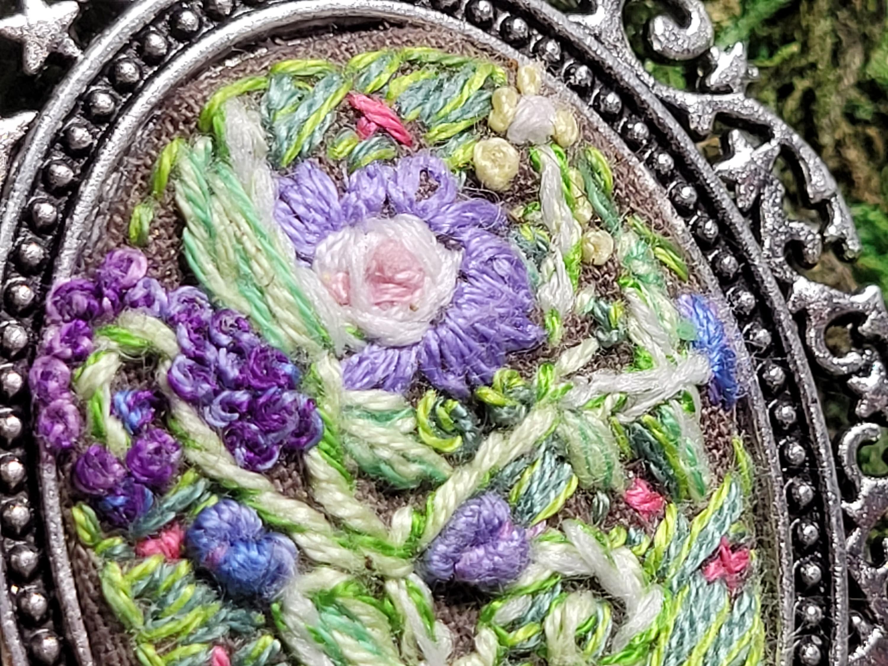 Floral Embroidered Design With Hidden Glow-in-the-dark Message Mounted ...