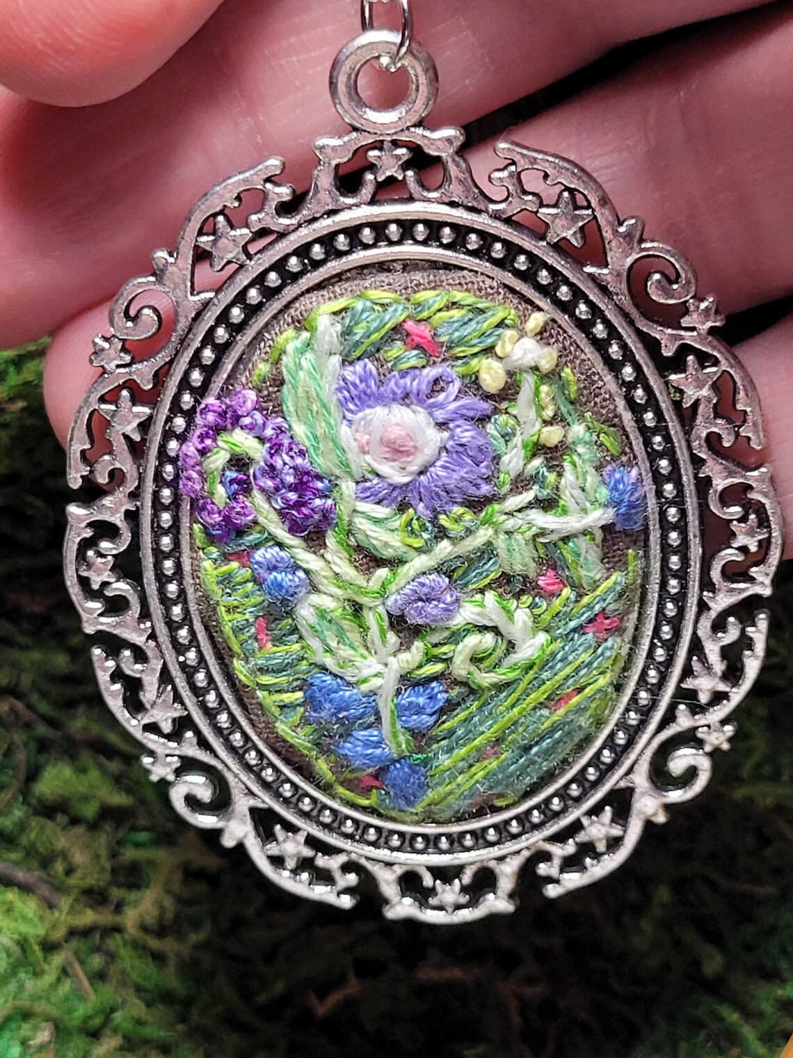 Floral Embroidered Design With Hidden Glow-in-the-dark Message Mounted ...