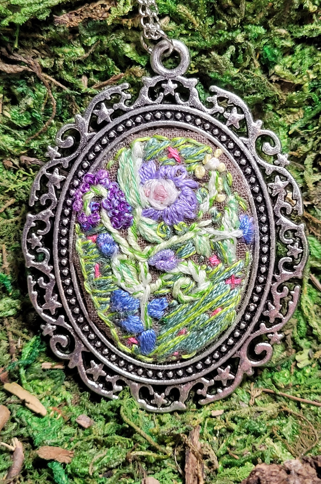 Floral Embroidered Design With Hidden Glow-in-the-dark Message Mounted ...