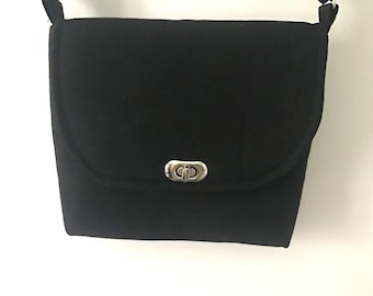 Black Canvas Crossbody Purse, Black with Buffalo Plaid Interior Purse, Black Crossbody, Crossbody Purse, Canvas Crossbody, Gifts for Her