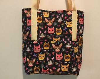 Bunter Katzenbeutel, Katzenhandtasche, Katzenliebhabergeschenke, Katzensammlergeschenke, Glückskatzentasche, Katzendrucktasche, Geschenke für sie, Katzentasche