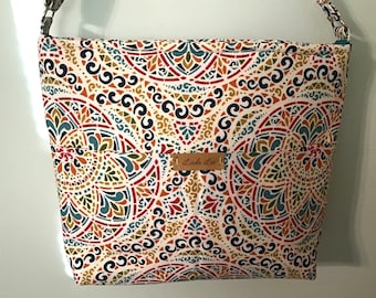 Colorful Print Purse, Medallion Purse, Boho Purse, Colorful Laptop Bag, Kaleidoscope Print Bag, Gifts for Her, Bohemian Print