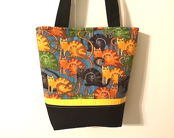 Bunter Katzenbeutel, Katzenhandtasche, Katzenliebhabergeschenke, Katzensammlergeschenke, Glückskatzentasche, Katzendrucktasche, Geschenke für sie, Muttertag