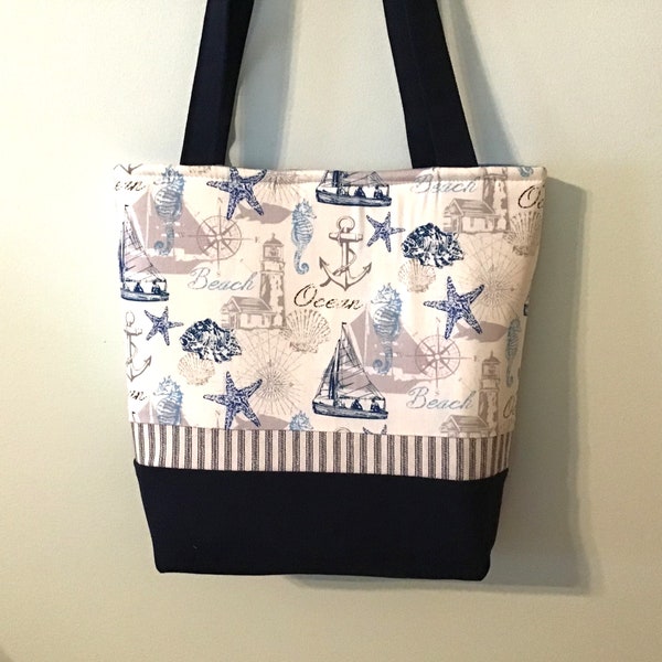 Nautical Purse, Sail Boat and Beach Purse, Blue Beach Purse, Nautical Theme Gifts, Gifts for Her, Nautical Collection, Navy Blue Beach