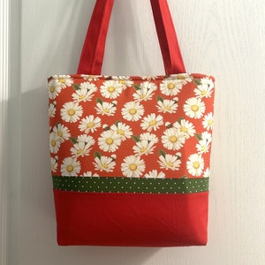 Red with White Daisy Purse, Floral Purse, Red and White Daisy Handbag, Orange and White Daisy Bag, Spring Flower Tote, Gifts for Her