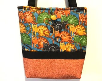 Bunte Katzentasche, Katzeneinkaufstasche, Katzenliebhabergeschenke, Katzensammlergeschenke, Glückskatzentasche, Katzendrucktasche, Geschenke für sie, Muttertag