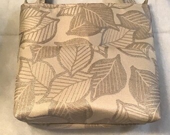 Large Tan Embossed Leave Purse, Embossed Print Purse, Beige Bag, Large Beige Purse, Neutral Color Purse, Gifts for Her