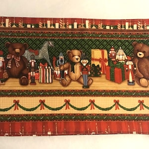 Christmas Teddy Bear Reversible Placemats, Holiday Table Decor, Vintage Toy Christmas Placemats, Vintage Christmas Gifts, Teddy Bear Holiday