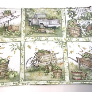 Podkładki dwustronne Apple Cart - zestaw 4 sztuk, prezenty dekoracyjne Apple, zielone dekoracje Apple, stół w stylu wiejskim, rustykalny wystrój wiejski, podkładka Apple
