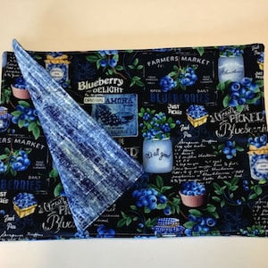 Blueberry Reversible Placemats, Farm House Decor, Blueberry Delight Design, Summer Placemats, Blueberry Collector, Gifts for Her