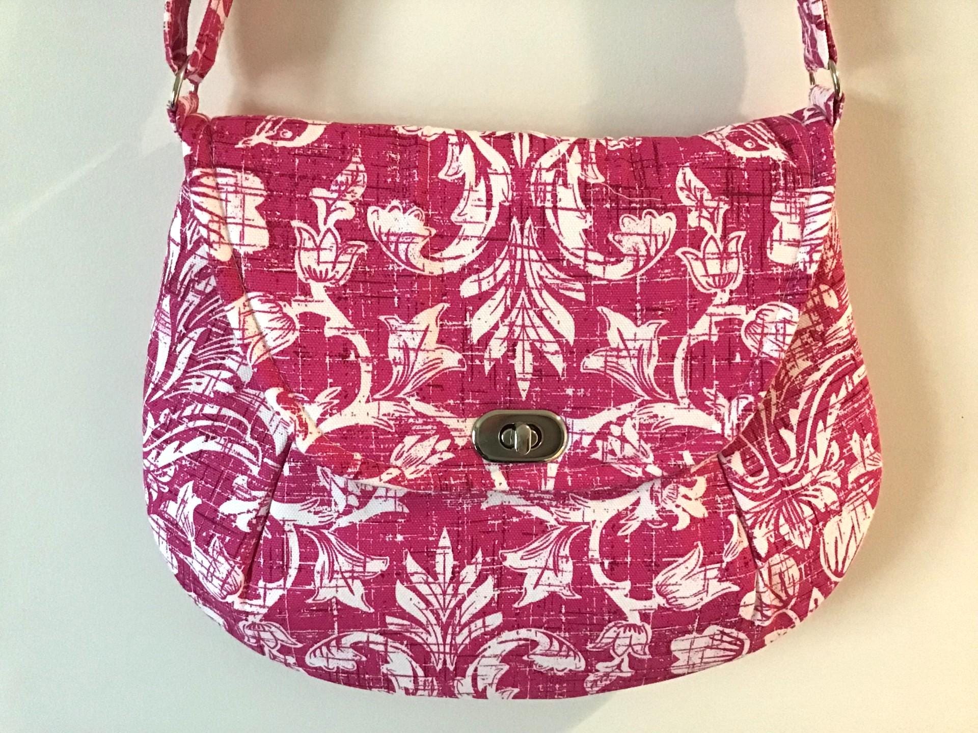 Pink Floral Crossbody Purse, Floral Purse, Pink Flower Garden Print Bag, Crossbody Purse, Pretty Purse, Canvas Crossbody, Gifts for Her