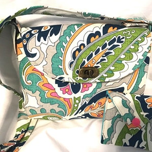 Paisley Crossbody Purse with Matching Card Holder, Paisley Print Purse, Multi-colored Purse, Small Purse, Small Crossbody, Gifts for Her
