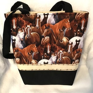Horse Purse, Wild Horses Handbag, Horse Lovers, Horse Gifts, Tote with Horses, Gifts for Her, Mother&#39;s Day, Horse Sceen Bag, Brown Horses