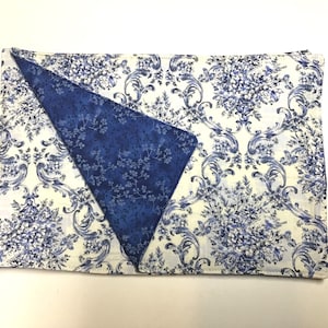 Blue Tapestry Placemats, Blue Damask Table Decor, Blue Dining Room Decor, Gifts for Her, Mother&#39;s Day, Damask Decor, Reversible Placemats