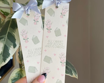 Handmade Books & Flowers Bookmark | Handmade Bookmarks | Bookish Gifts | Pink Bookmarks | Romance Bookclubs