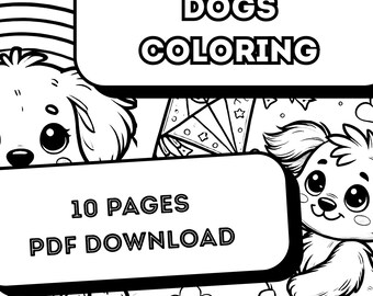 Hunde Malvorlagen – 10 Ausmalbilder zum Ausdrucken | Digitales Malbuch für Kinder & Erwachsene | Sofort-Download | Teil 2