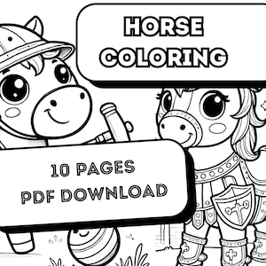 Digital Horse Coloring Pages – 10 Coloring Pages for Instant Download | Horse Coloring Pages for Kids & Adults | Part 2