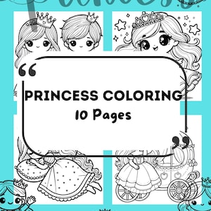 Princess Coloring Book – 10 Pages of Printable Coloring Pages | Instant PDF Download | Part 1