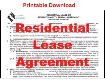 California Association of Realtors Lease, Lease Contract Agreement, Rental Agreement Lease Agreement