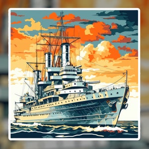 Battleship Sticker | Warship Sticker | Vintage Military | Navy | Battleships at War