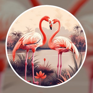 Flamingo sticker | Cute Animal Decal | Tropical |