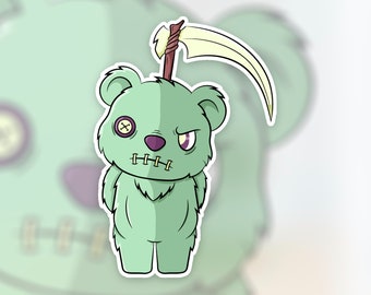 Etiqueta engomada espeluznante de Kawaii Teddy / Pastel Goth Kawaii Pegatina