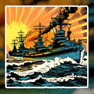 Battleship Sticker | Warship Sticker | Vintage Military | Navy | Battleships at War