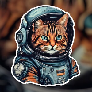 Cat In Space Sticker | Cat Sticker | Space | Astronaut | Cute Animal | AI Art