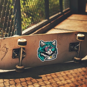 Cool Cat Sticker | 90s Sticker | Synthwave Sticker | Retro Sticker