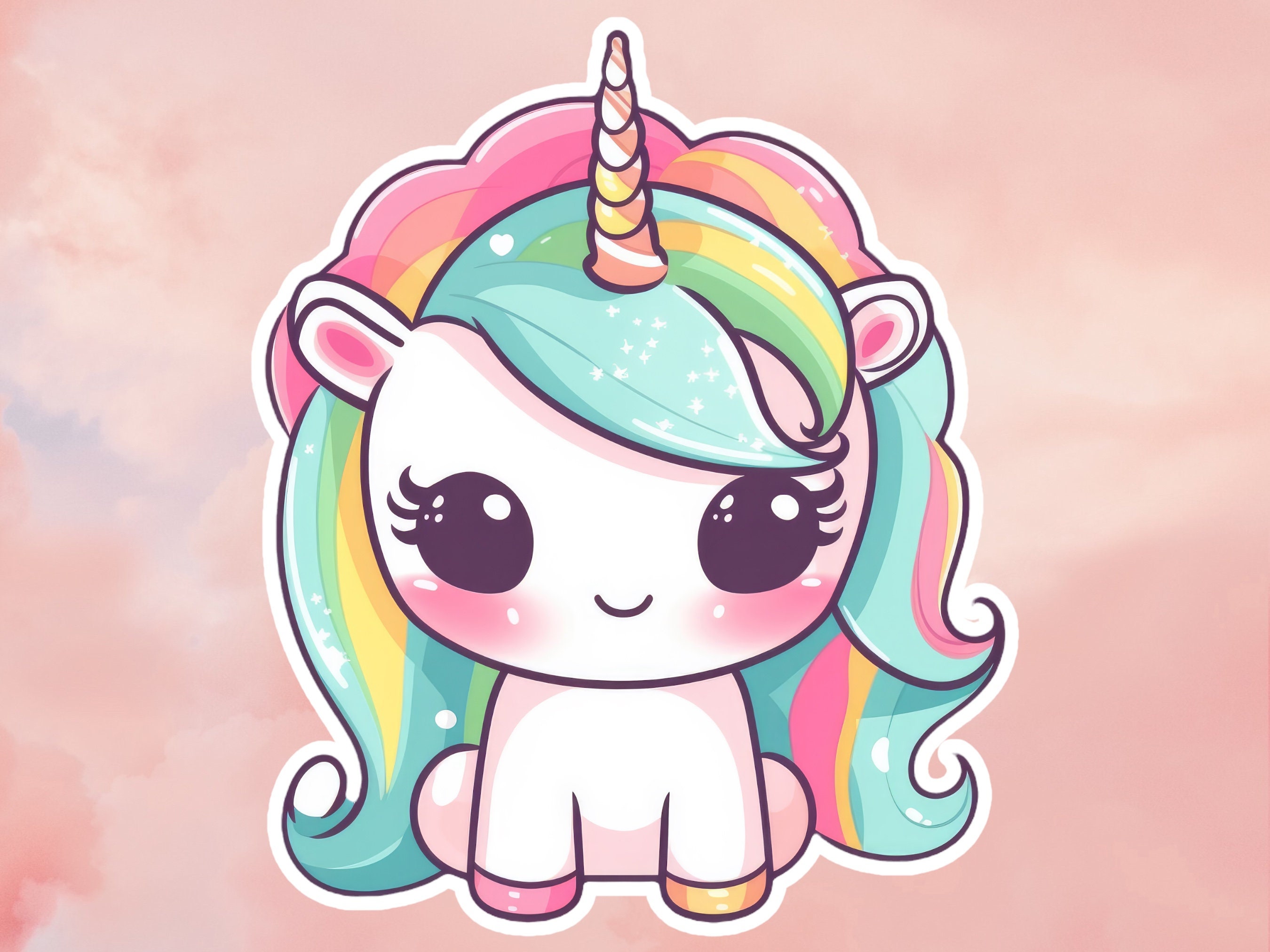 Etiqueta engomada linda del unicornio de Kawaii Unicornio magico Calcomanias de animales Etsy Espana