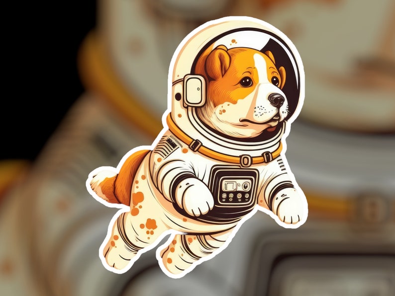 Dog In Space Sticker Dog Sticker Space Astronaut Cute Animal AI Art image 1