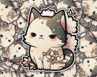 Adesivo de gato Kawaii fofo