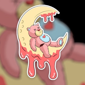 Creepy Kawaii Teddy Sticker | Pastel Goth Kawaii Sticker