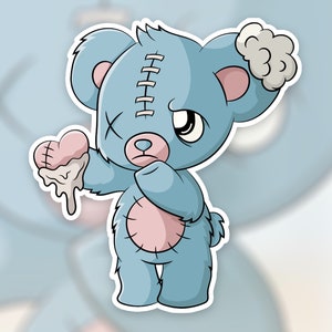 Creepy Kawaii Teddy Sticker | Pastel Goth Kawaii Sticker