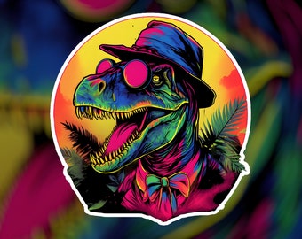 Synthwave Dinosaur Sticker | Vaporwave Sticker
