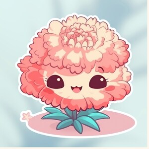 Etiqueta engomada linda del clavel de Kawaii de la flor de nacimiento de enero / etiqueta engomada del ordenador portátil / etiqueta engomada de la botella de agua / etiqueta engomada del mes de nacimiento