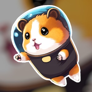 Hamster In Space Sticker | Hamster Sticker | Space | Astronaut | Cute Animal | AI Art