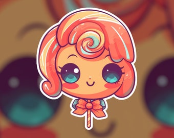 Kawaii Lollipop Aufkleber | Süßes Kawaii | KI Art