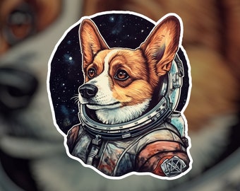 Dog In Space Sticker | Dog Sticker | Space | Astronaut | Cute Animal | AI Art