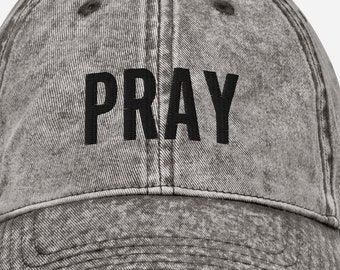 Haftowana czapka baseballowa Pray Vintage Odzież chrześcijańska Czapka modlitewna prezent do nauki Biblii dla niej Prezent na Dzień Ojca dla niego