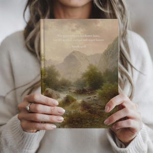 Christian Scripture Journal, Isaiah 40:8 Hardcover Notebook, Vintage Landscape Art by Albert Rieger, Prayer & Bible Study Journal