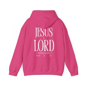 Sudadera con capucha y versículo bíblico "Jesús es el Señor" (Romanos 10:9) para hombre imagen 9