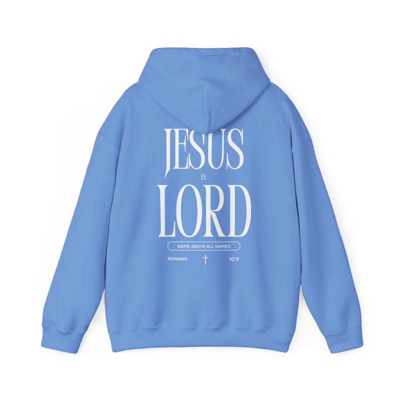 Sudadera con capucha y versículo bíblico "Jesús es el Señor" (Romanos 10:9) para hombre imagen 6