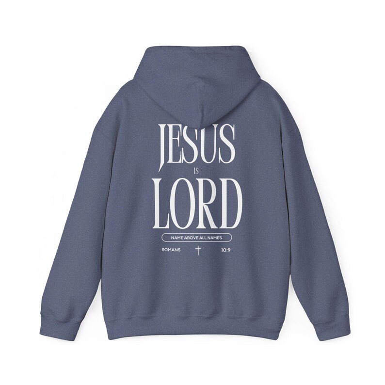 Sudadera con capucha y versículo bíblico "Jesús es el Señor" (Romanos 10:9) para hombre imagen 7