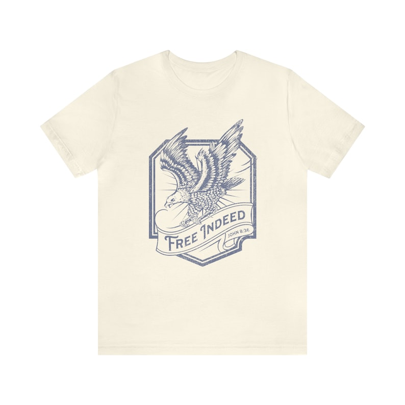 Free indeed Christian t shirt Father's Day gift shirt for him Christian apparel Freedom in Christ shirt John 8:36 bible study gift shirt image 7